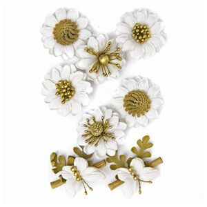 3D Papierové kvety biele / 8 dielna sada