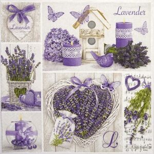 Servítky na dekupáž Lavender Collage - 1 ks