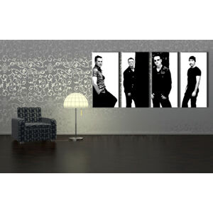 Ručne maľovaný POP Art obraz U2 in Black 4 dielny  U2 (POP ART obrazy)