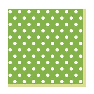 Servítky na dekupáž – Zelená s bodkami  – 1 ks