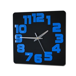 Moderné nástenné hodiny LOGIC BLACK-BLUE blackblue